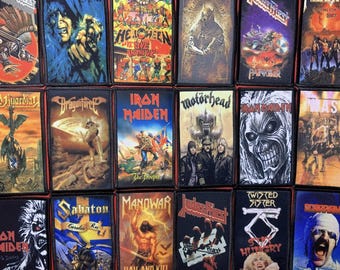 Petits écussons de bandes de heavy metal verticaux 10 x 6 cm