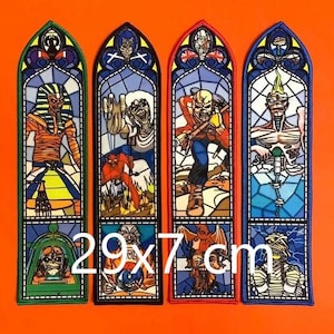 Iron Maiden Big stained glass, vertical strip patches 29x7 cm size