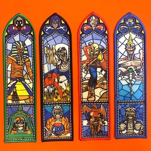 Vitral do Iron Maiden, faixas verticais de 5 x 20 cm.