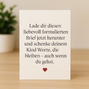 Farewell letter for son or daughter Digital letter of comfort from mom or dad before death Last words for children Template for parents