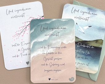 Moderne Trauerkarte Beileidskarte Aquarell zur Anteilnahme und moderne Kondolenzkarte, Trauergeschenk Abschiedskarten für die Trauerbox
