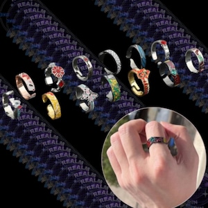 Anime Jewelry Demon Slayer Ring | Kimetsu no Yaiba Adjustable Cosplay Rings | Otaku Gift for Fans Zenitsu Akaza Ring Infinity Castle Merch