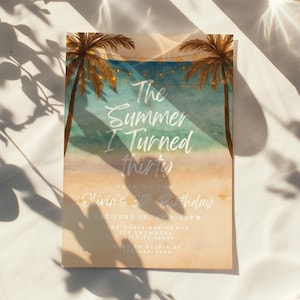 The Summer I Turned 30 Birthday Invitation, Beach Theme Party Invite, Coastal Watercolor Party Invitation, Editable Beach 30th Birthday