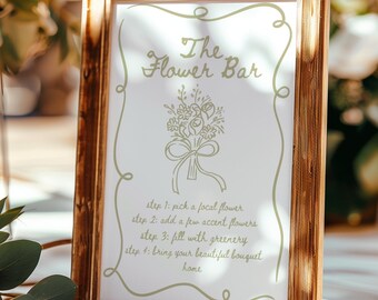 Wedding Flower Bar Sign - Clear Acrylic Table Sign For Receptions, Anniversaries, Parties | 5x7 Inch Arched Decor With Base