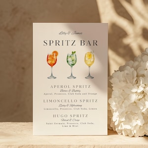 Spritz Bar Sign Printable | Wedding Signature Drink Bar Sign Template | Aperol Cocktail Bar Sign image 2