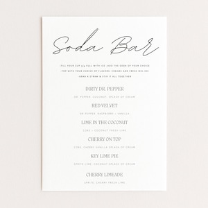 Minimalist Soda Bar Instructions and Recipes Sign, Dirty Soda Bar Menu Sign Printable, Non-Alcoholic Drink Menu Poster