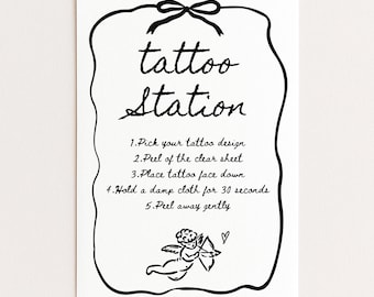 Tattoo Station Sign Printable | Temporary Tattoo Bar Sign | Custom Tattoo Station Favour Sign