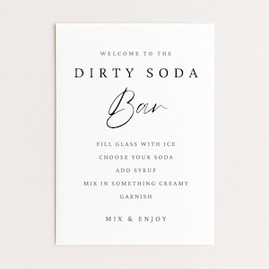 Cartello per bar di soda sporco stampabile / Cartello per stazione di bevande modificabile per feste / Modello di cartello per stazione di bevande per allestimento bar di soda