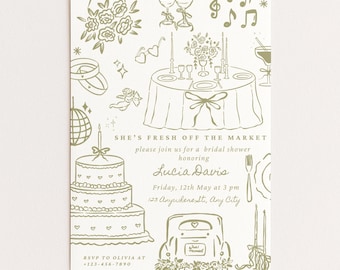 She’s Fresh Off the Market Bridal Shower Invitation | Farmers Market Bridal Shower Invite