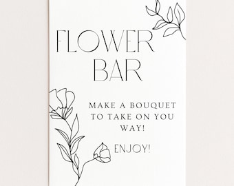 Flower Bar Sign, Wildflower Bouquet Bar Print Template, Floral Bridal Shower Sign, Printable Bloom Bar Sign