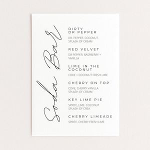 Minimalist Dirty Soda Bar Sign Printable, Soda Bar Instructions, Signature Drink Bar Menu Template Poster Non Alcoholic