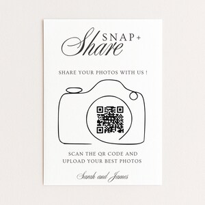 Wedding Photo QR Code Card, Snap & Share QR Code Sign, Bridal Shower Share the Love, Photo Scan and Share Card