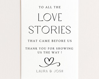 To All The Love Stories That Came Before Us Template, Generations of Love Sign Printable, Wedding Memorial Editable Sign