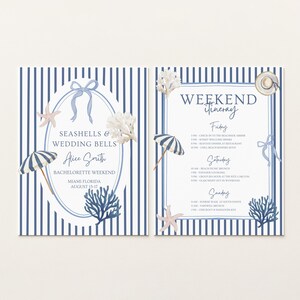Seashells Wedding Bells Bachelorette Invitation and Itinerary (Digital Download)