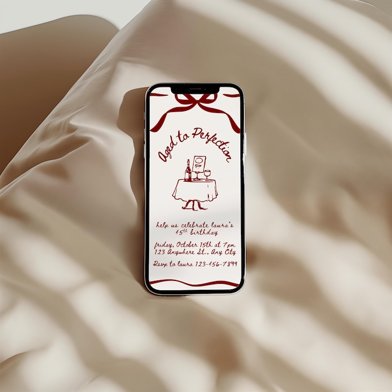Aged to Perfection Invitation | Wine Birthday Editable Canva Template | Printable Adult Party Invite image 5