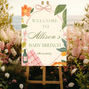 Boho Baby Brunch Baby Shower Welcome sign,Customizable Hand Drawn Baby Brunch Themed Party Welcome Sign, Brunch Welcome Sign Template