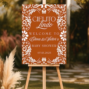 Terracota Cielito Lindo Baby Shower Welcome Sign, Talavera Baby Shower Entrance Sign, Mexican Baby Shower Sign