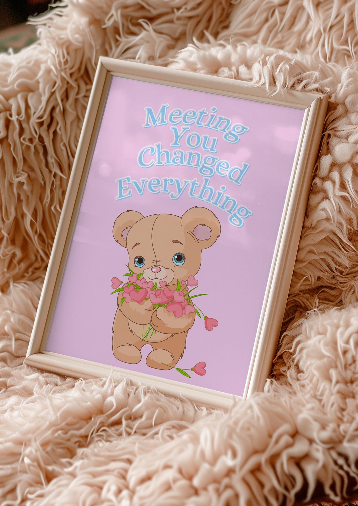 Curated visual reference: Meeting You Changed Everything Poster Cute Bear Art Print Vintage Photo Inspiration
