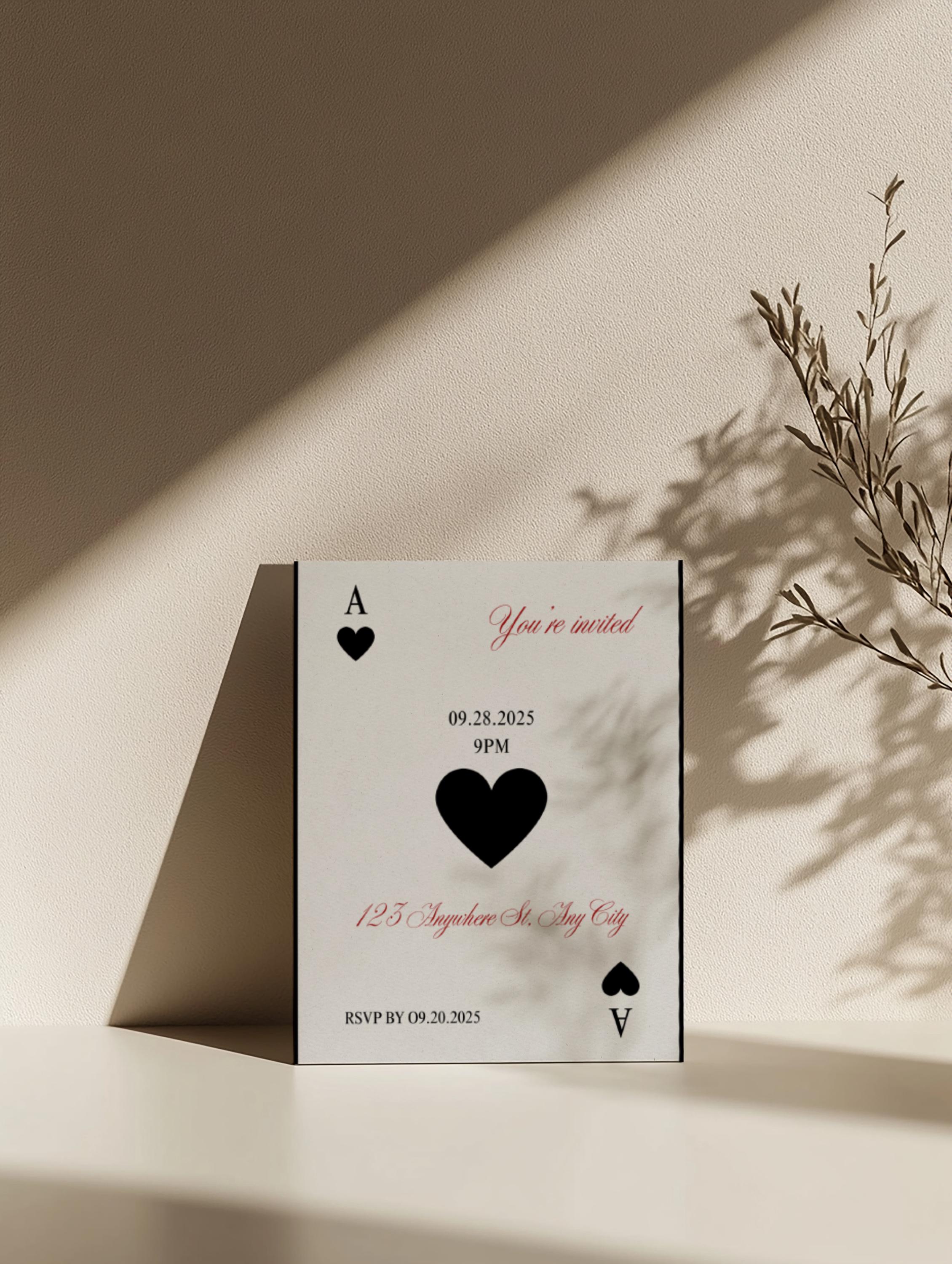 Ace of Spades Invitation | Playing Card Editable Canva Template ...