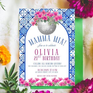 Mamma Mia Birthday Invitation, Dancing Queen Birthday Invite, Greek Themed Party Invite , Mamma Mia Theme Birthday