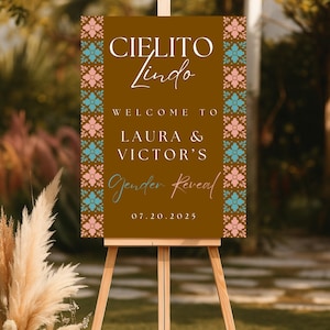 Cielito Lindo Gender Reveal Welcome Sign, Talavera Gender Reveal Greeting Sign, Mexican Gender Reveal Entrance Sign