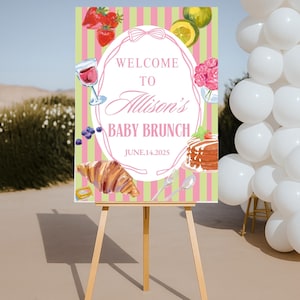Baby Brunch Welcome Sign Template Brunch Baby Shower, Baby Shower Hand Drawn Baby Brunch Poster, Baby Sprinkle Brunch Baby Shower