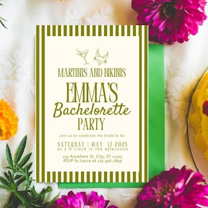 Bikinis And Martinis Bachelorette Invitation, Tinis & Bikinis Bridal Shower Invite, Classy Hen Party Invite, Martinis and Bikinis Invitation