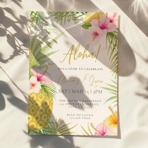 1st Luau Birthday Invitation Template, Luau First Birthday Invitate, Tropical Birthday Invitation, Aloha Birthday Invitation