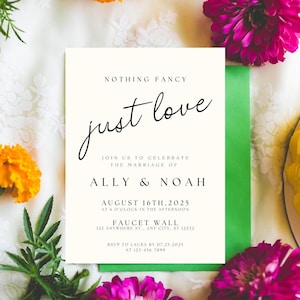 Nothing Fancy Just Love Invitation, Minimalist Elopement Announcement Card, Elopement Reception Invite, Minimalist Nothing Fancy Just Love