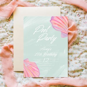 Editable Girls Pool Party Birthday Invitation, Teen Pool Party Birthday Invite, Girls Teenage Birthday Invite, Summer Birthday Pool Invite