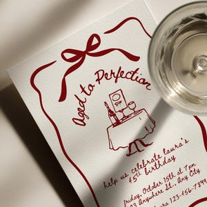 Aged to Perfection Invitation | Wine Birthday Editable Canva Template | Printable Adult Party Invite image 3