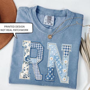 Comfort Colors® Faux Patchwork RN Shirt, Floral Registered Nurse T-Shirt, Nurse Graduation Gift, Nurse Shirt, Nursıng Shırt