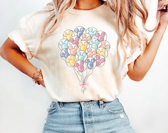Disney Coquette Bow Balloons Mickey Head Shirt, Disney Balloons Shirt, WDW Vacation Trip, Disneyland Family Matching Shirt