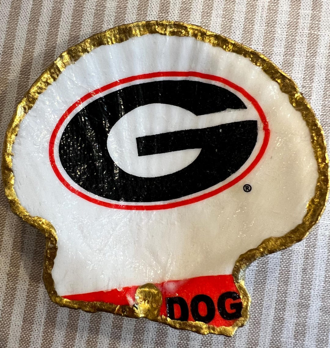 Uga Shells University of Georgia Logo Scallop Shell Trinket and Jewelry and Ring ...