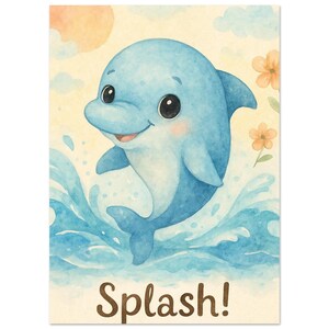 Poster artistico "Cute Baby Dolphin", 13 x 18 cm / 5x7"