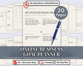 Etsy Seller Planner Printable Online Business Planner for Resellers and Freelancers Goal Setting Planner 90 Day Plan Online Shop Owner
