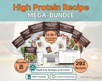 High Protein Recipe Pack 261 Recipes Ebook Meal Prep Meal Planning Weight Loss Muscle Building International Cuisine Family Friendly Guide