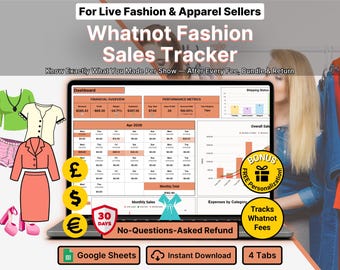 Whatnot Women Fashion Sale Tracker Google Sheets Live Boutique Show Profit Dashboard Clothing Haul Inventory Reseller Spreadsheet Calculator