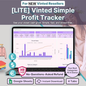 Vinted Sales Tracker Lite Beginner Reseller Google Sheets Simple Sales Log Easy Profit Overview New Seller Starter Tool First Time Seller