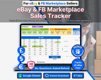 Ebay Sales Tracker Facebook Marketplace Inventory Profit Tracker Sold Item Log Fee Calculator Reseller Spreadsheet Template Google Sheets