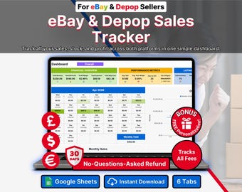 Ebay Sales Tracker Depop Inventory Tracker Reseller Spreadsheet Clothing Vintage Resellers Business Expense Tracker Google Sheets Template