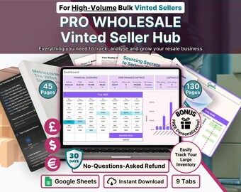 Vinted Pro Wholesale Seller Hub Google Sheets Clothing Bale Bulk Inventory Tracker Job Lot Stock Management Sourcing ROI Tax Prep Resellers