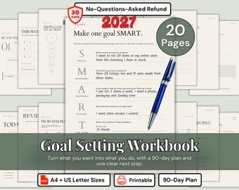 2027 Goal Planner Goal Setting Workbook Printable PDF New Year Goal Planner New Year Resolution Planner 90 Day Goal Planner Monthly Goals