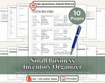 Printable Inventory Sheet Small Business Inventory Log Book for Resellers Makers and Online Sellers Product Inventory Checklist PDF Template