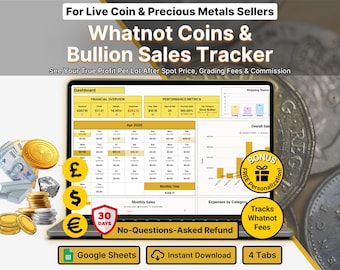 Whatnot Coins Bullion Precious Metals Sales Tracker Live Shows Google Sheets Coin Inventory Profit Calculator Fee Breakdown Seller Dashboard