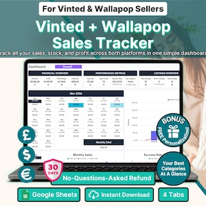 Vinted Wallapop Sales Tracker Clothing Reseller Spreadsheet Inventory Profit Tracker Sales Log Wardrobe Tracker Google Sheets Template