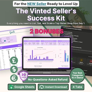 Vinted Seller Starter Kit How To Sell On Vinted Sales Tracker Spreadsheet Goal Planner Listing Blueprint Description Template Shipping Guide