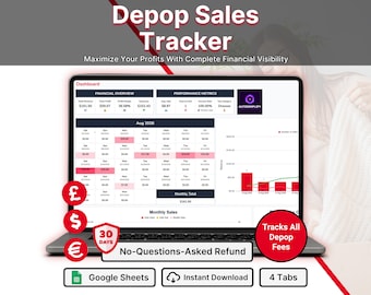 Depop Sales Tracker Spreadsheet for Reseller Business Expense Tracker Inventory Management Google Sheets Profit Tracker Business Bookkeeping