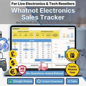 Whatnot Electronics Sales Tracker Live Shows Google Sheets Gadget Inventory Profit Calculator Fee Breakdown Dashboard For Resellers Template