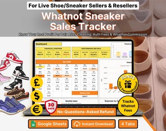 Whatnot Sneaker Reseller Tracker Google Sheets Live Show Inventory Profit Dashboard Size Run Log Footwear Flip Deadstock Sales Spreadsheet